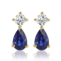 Sapphire Pear Diamond Duo Studs