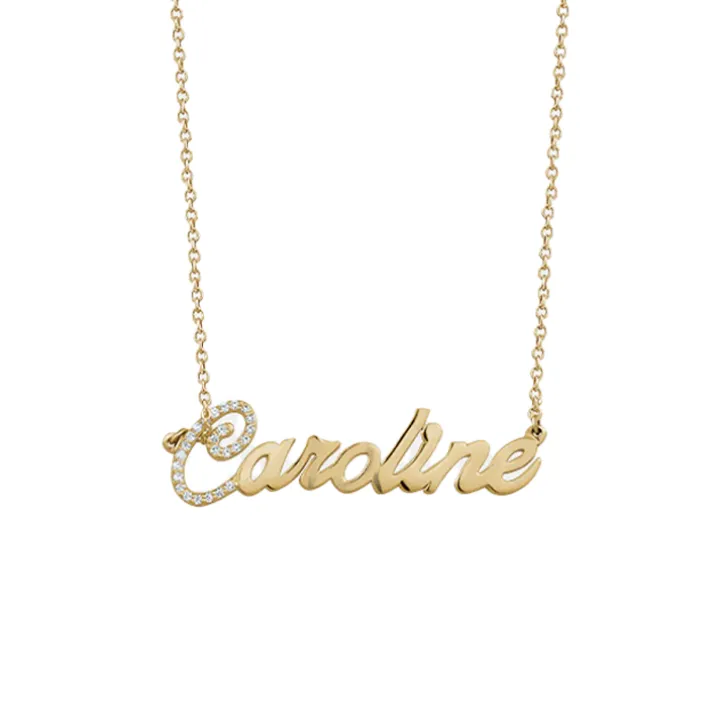 Script Name Necklace with Diamond Accent