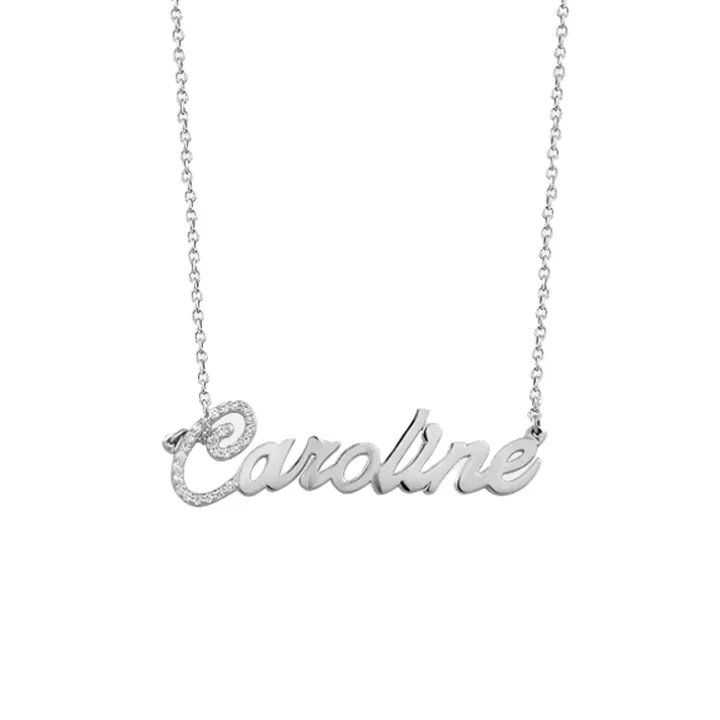 Script Name Necklace with Diamond Accent