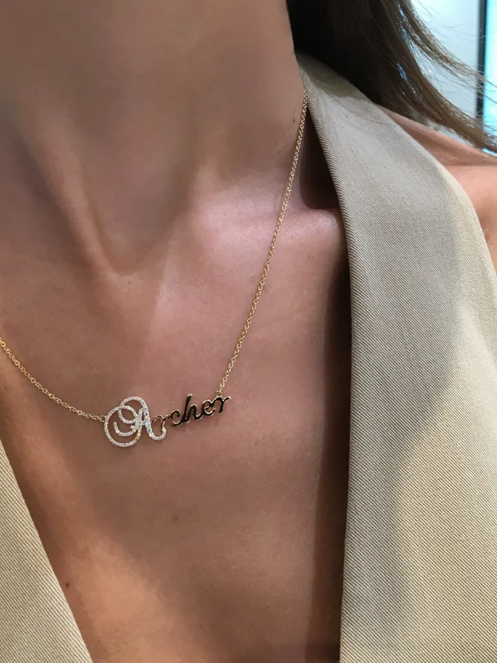 Script Name Necklace with Diamond Accent