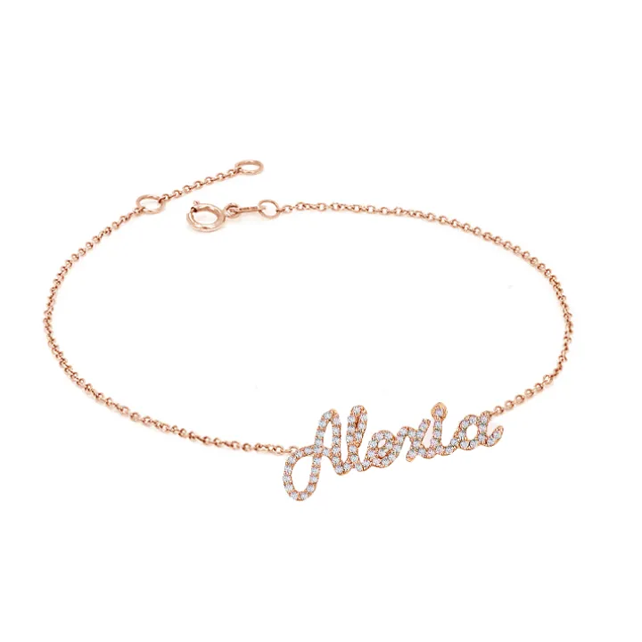 Script Pavé Diamond Name Bracelet