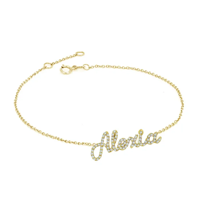 Script Pavé Diamond Name Bracelet