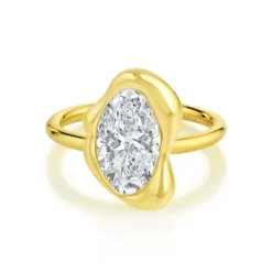Sculpted Bezel Moval Lab Grown Diamond Ring