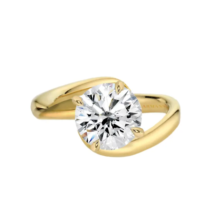 Sculpted Round Radiance Engagement Ring