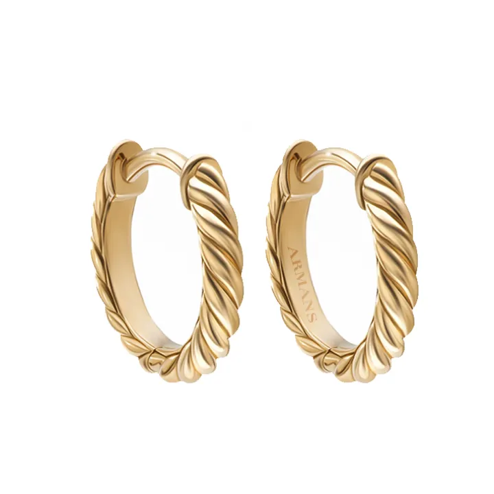 Sculpted Solid Gold Braid Huggies