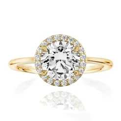 Seamless Round Halo Engagement Ring With Plain Band