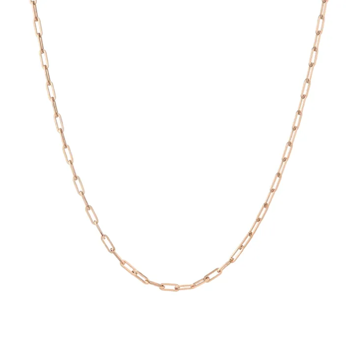 Small Solid Gold Paper Clip Chain