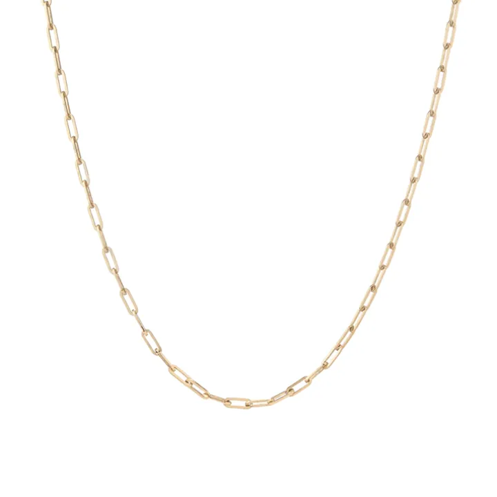 Small Solid Gold Paper Clip Chain