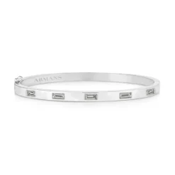 Solid Gold and Baguette Diamond Bangle