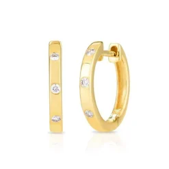 Solid Gold and Diamond Huggies