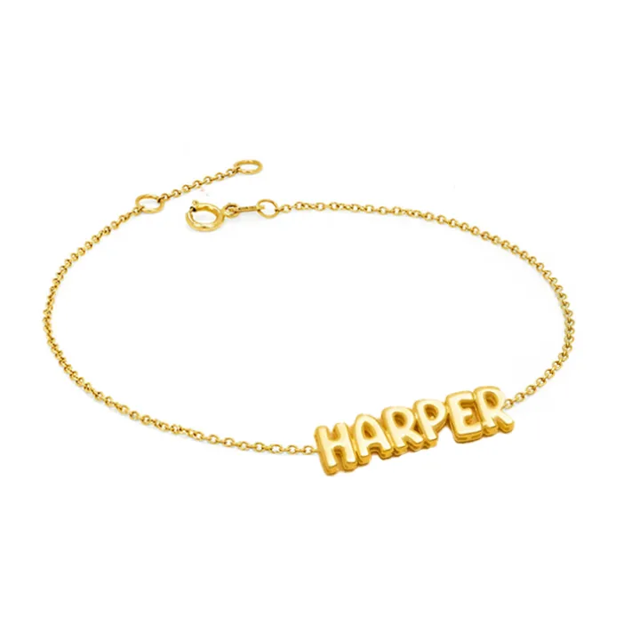 Solid Gold Bubble Name Bracelet