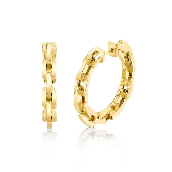 Solid Gold Chain Link Huggies