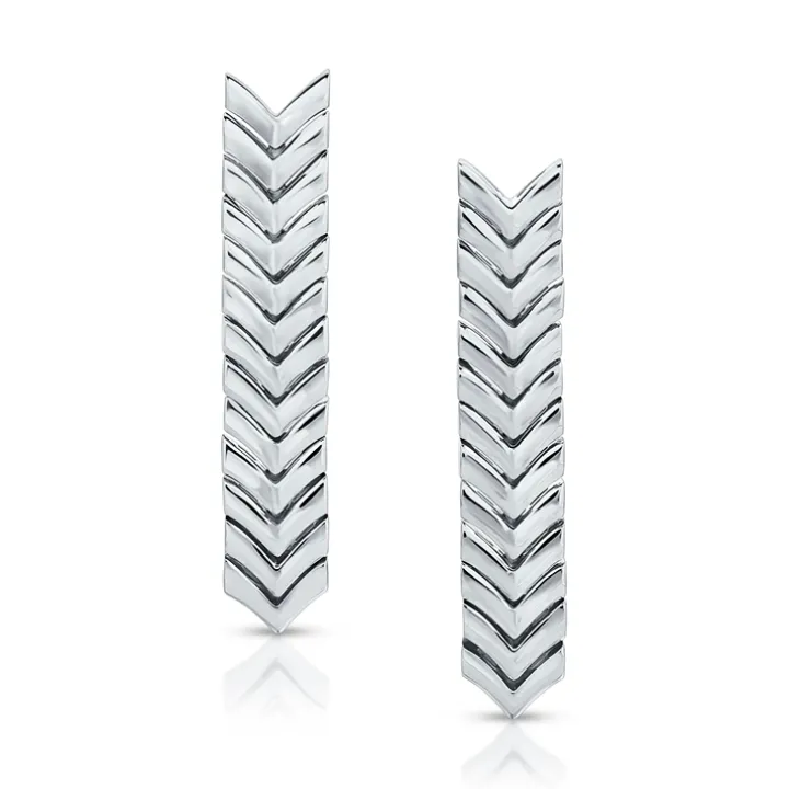 Solid Gold Chevron Drop Earrings