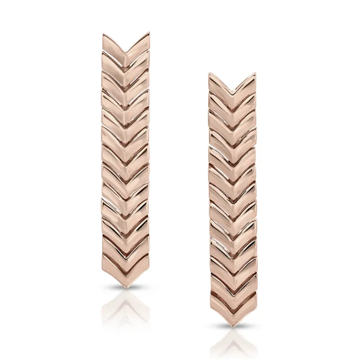 Solid Gold Chevron Drop Earrings