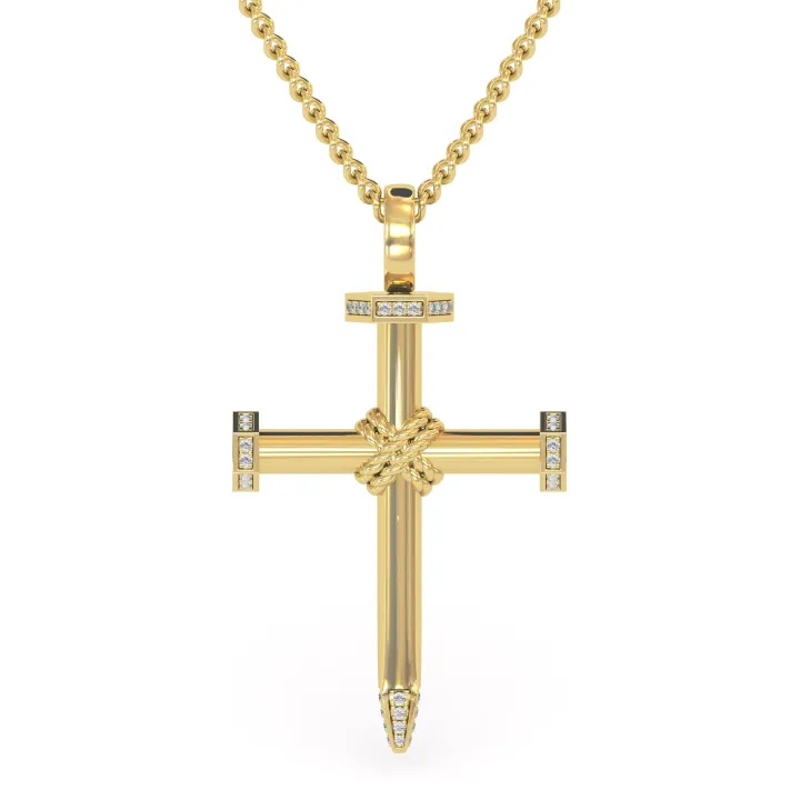 Solid Gold Diamond Nail Cross
