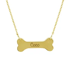Solid Gold Dog Bone Necklace