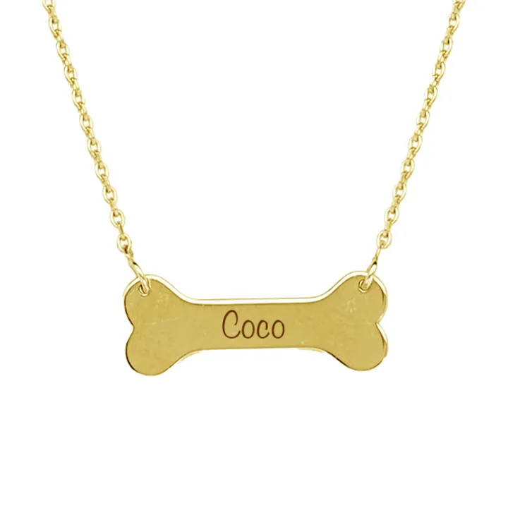 Solid Gold Dog Bone Necklace