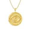 Solid Gold Evil Eye Disc Pendant