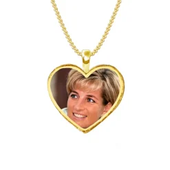 Solid Gold Heart Shaped Memorial Photo Necklace