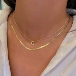 Solid Gold Herringbone Necklace