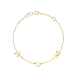 Solid Gold Initial Heart Bracelet