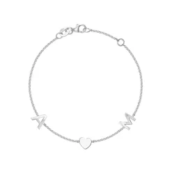 Solid Gold Initial Heart Bracelet