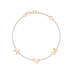Solid Gold Initial Heart Bracelet