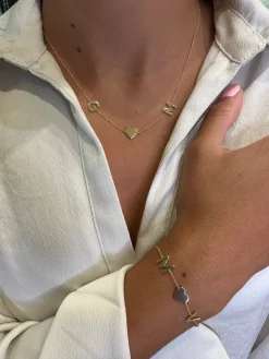 Solid Gold Initial Heart Bracelet