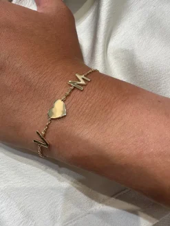 Solid Gold Initial Heart Bracelet