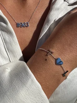 Solid Gold Initial Heart Bracelet