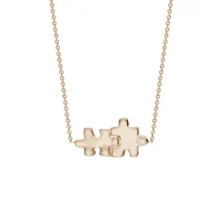 Solid Gold Jigsaw Puzzle Necklace