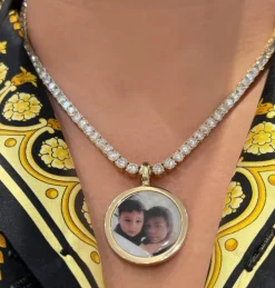 Solid Gold Memorial Photo Necklace