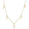 Solid Gold Multi Cross Necklace