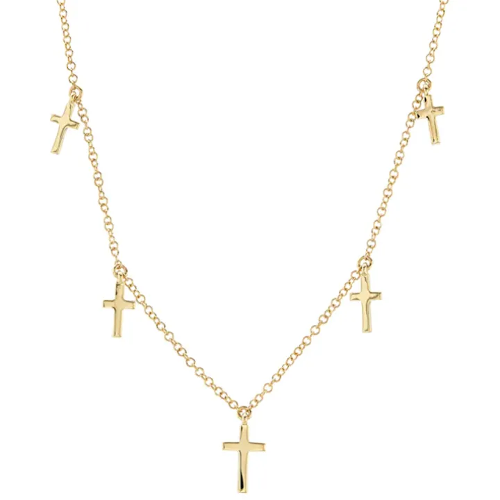 Solid Gold Multi Cross Necklace