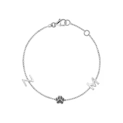 Solid Gold Multi-Initial Paw Print Bracelet