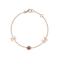 Solid Gold Multi-Initial Paw Print Bracelet