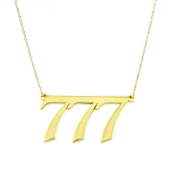 Solid Gold Number Bar Necklace