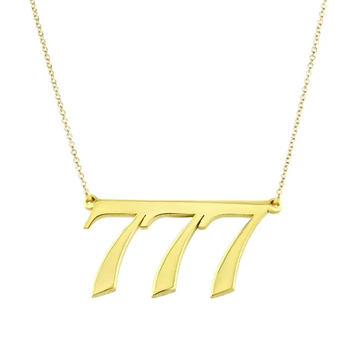 Solid Gold Number Bar Necklace