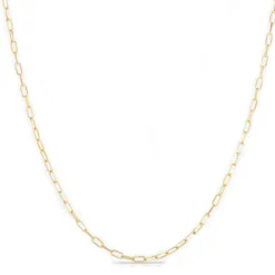 Solid Gold Paper Clip Chain Link Necklace