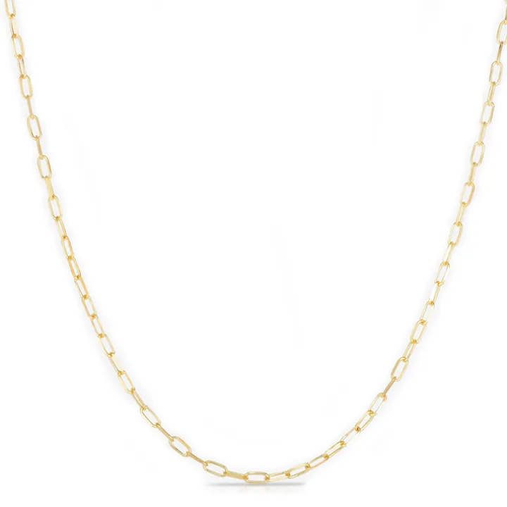 Solid Gold Paper Clip Chain Link Necklace
