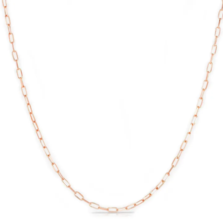Solid Gold Paper Clip Chain Link Necklace