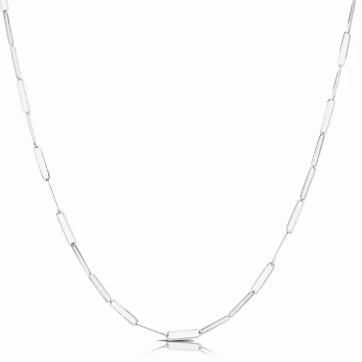 Solid Gold Paper Clip Chain Link Necklace