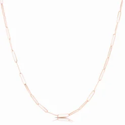 Solid Gold Paper Clip Chain Link Necklace