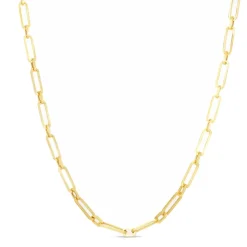 Solid Gold Paper Clip Chain Link Necklace