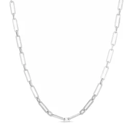 Solid Gold Paper Clip Chain Link Necklace