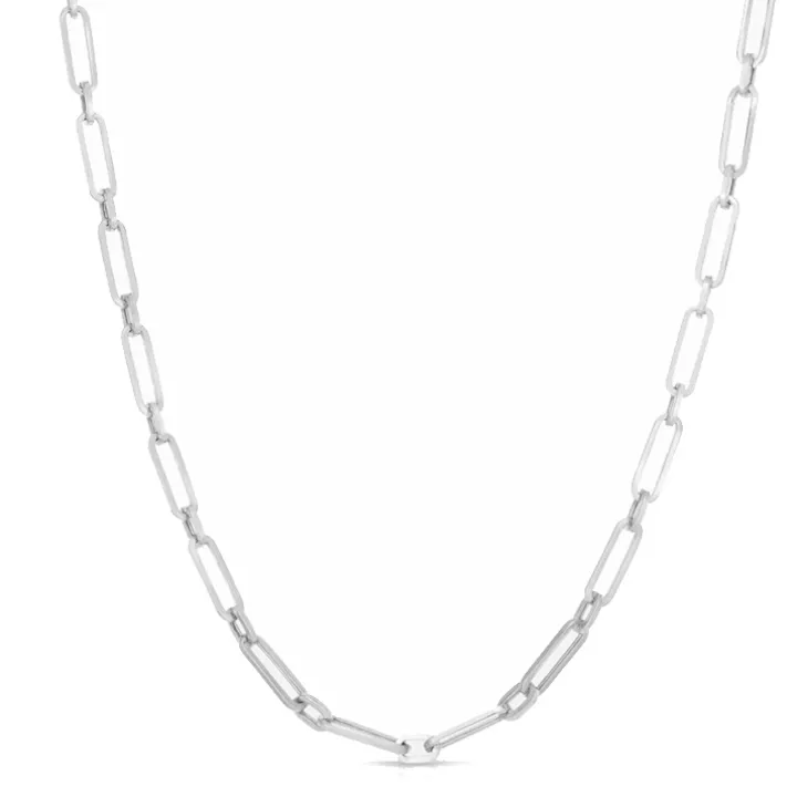 Solid Gold Paper Clip Chain Link Necklace