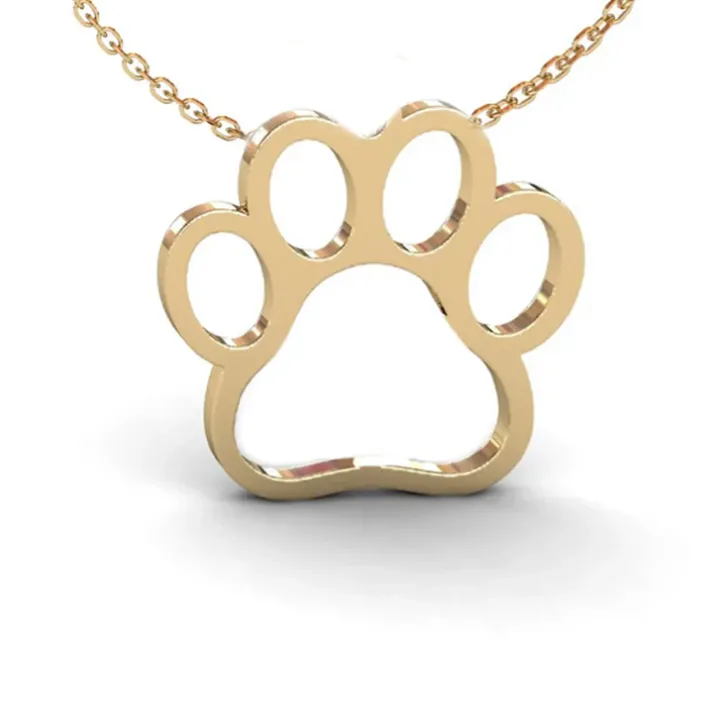 Solid Gold Paw Print Necklace