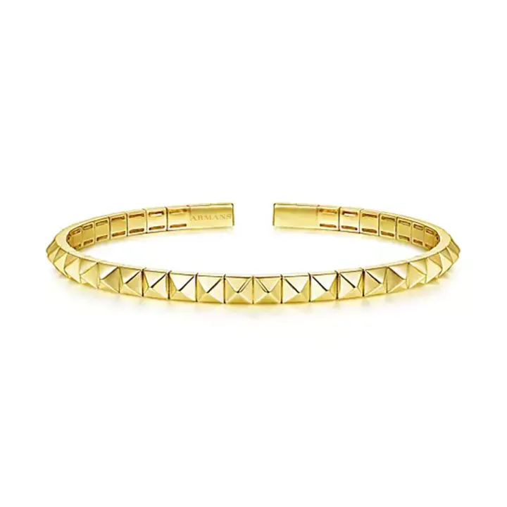 Solid Gold Pyramid Cuff Bracelet