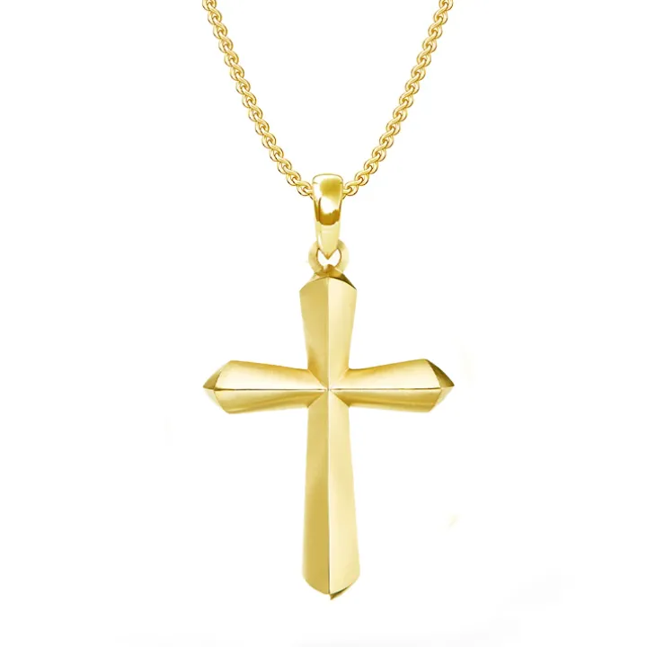Solid Gold Roman Cross Necklace
