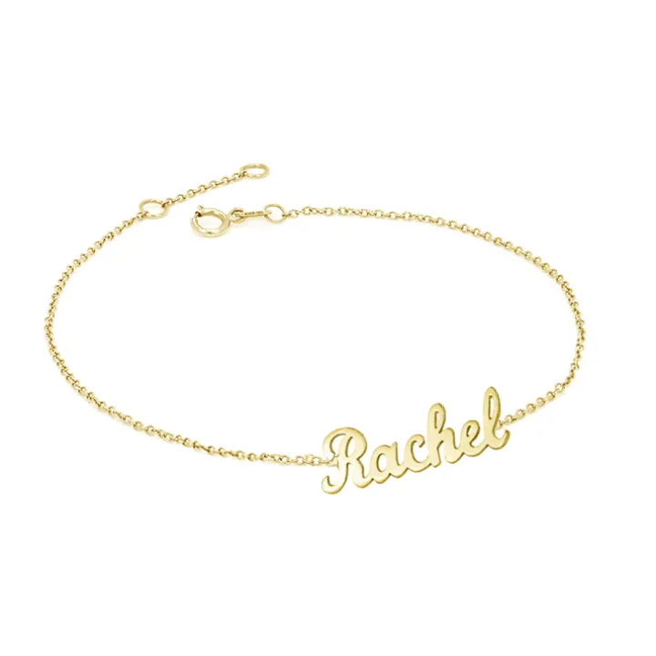 Solid Gold Script Name Bracelet